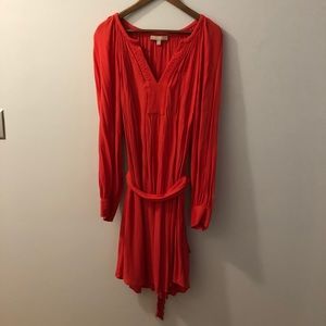 Banana Republic long sleeve belted dress pink